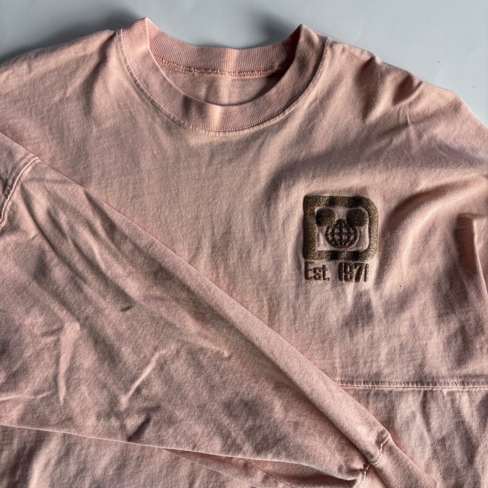 Disney Parks Spirit Jersey Walt Disney World Pink Gold Glitter Puff Print Medium